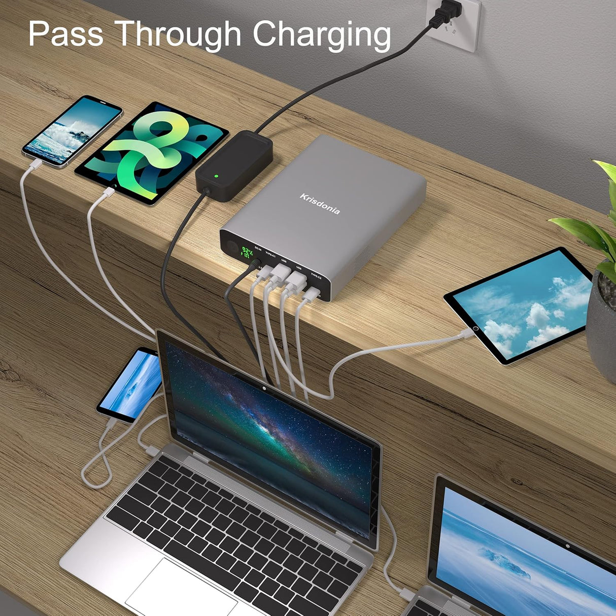 Cargador portátil de 64000 mAh PD de 100 W USB C d