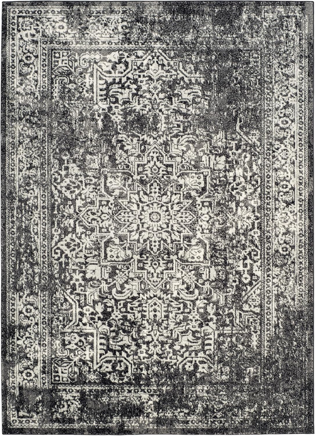 Alfombra de área, diseño oriental desgastado, modelo EVK256R