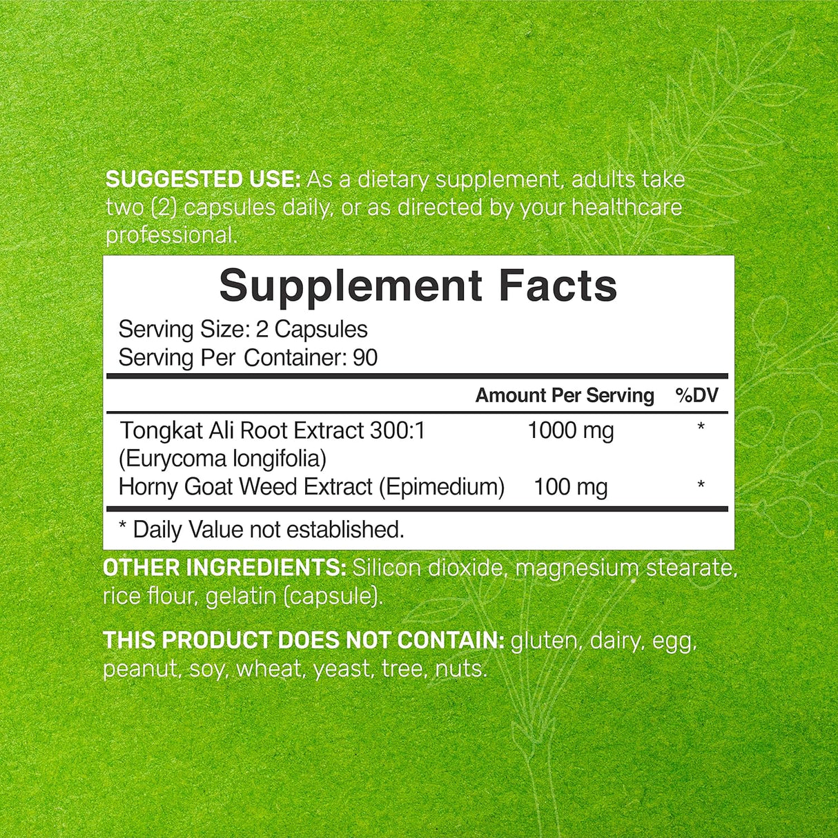 Suplementos Tongkat Ali Extracto 1100 mg por porción