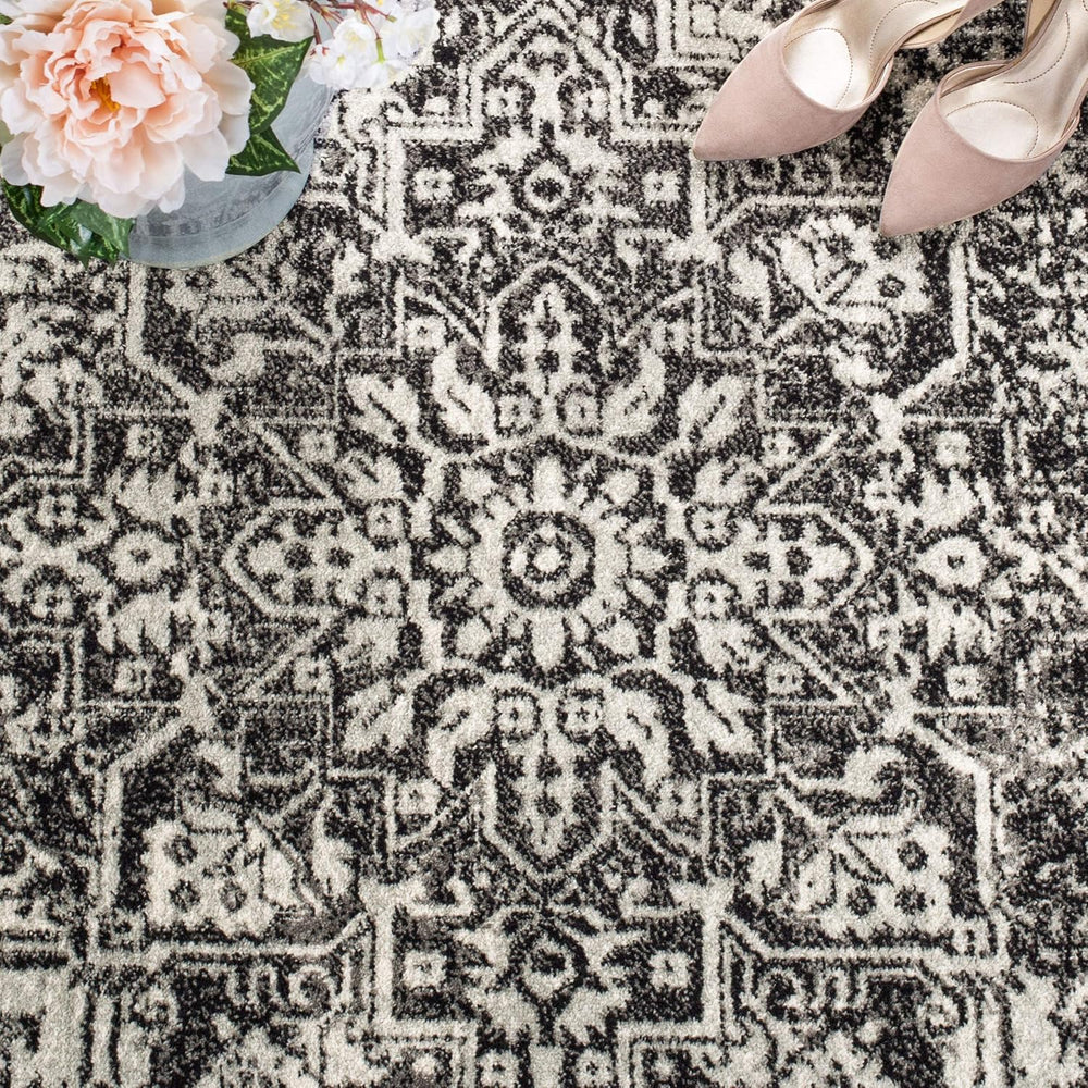 Alfombra de área - Diseño oriental desgastado, fácil cuidado, EVK256R