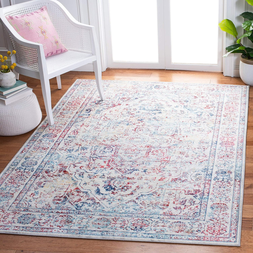 Alfombra de acento medallón de estilo desgastado BNT832B