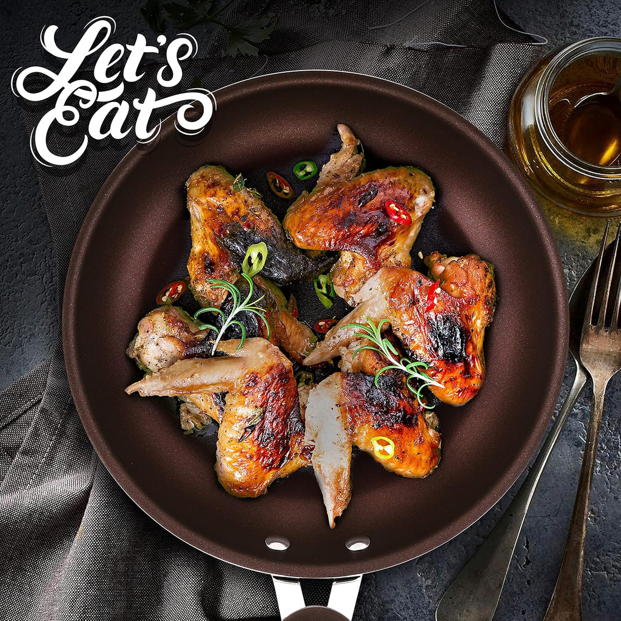 Sartén antiadherentes de alta calidad NUTRICHEF NCCW14SBR1SP