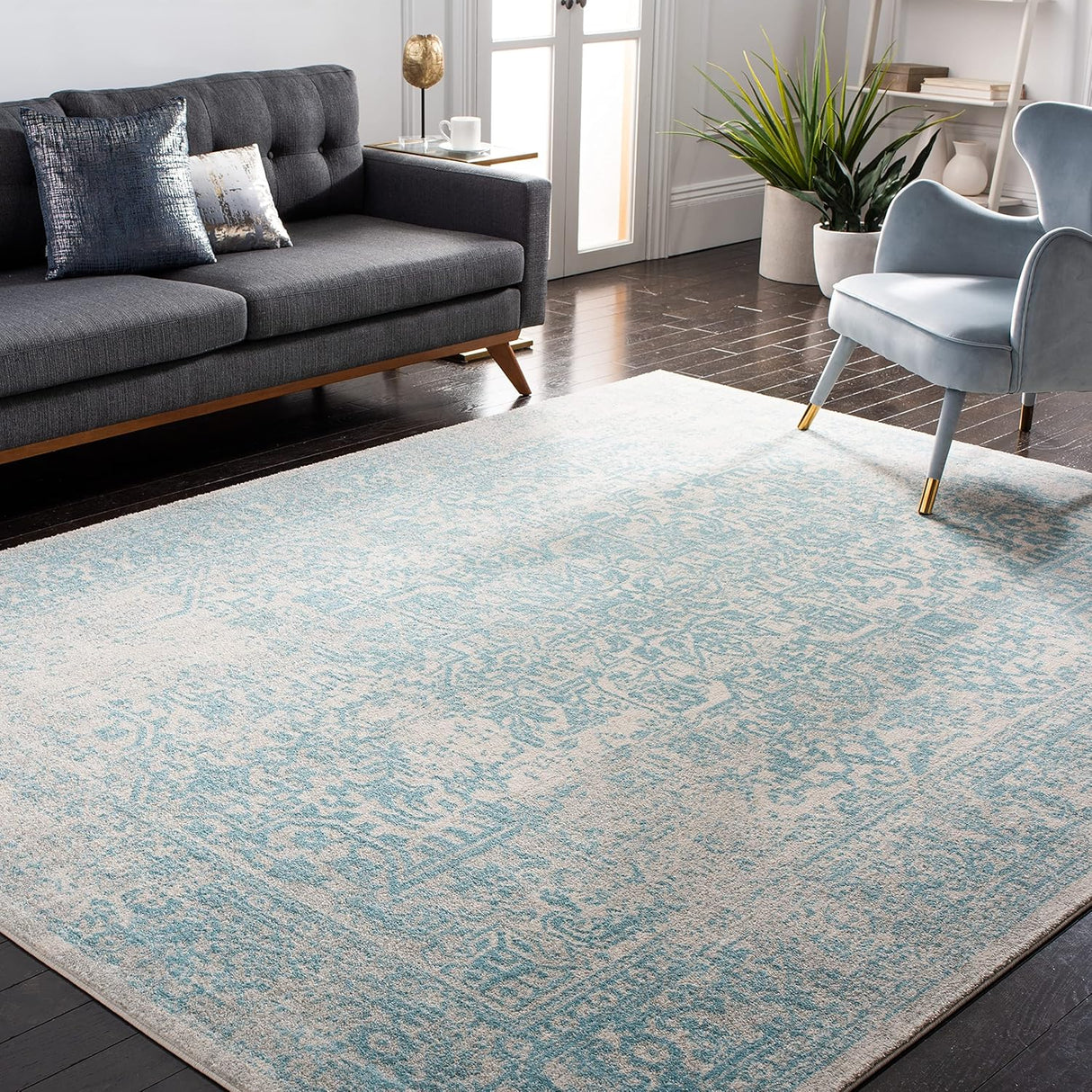 Alfombra cuadrada de diseño oriental, fácil cuidado, modelo EVK256J