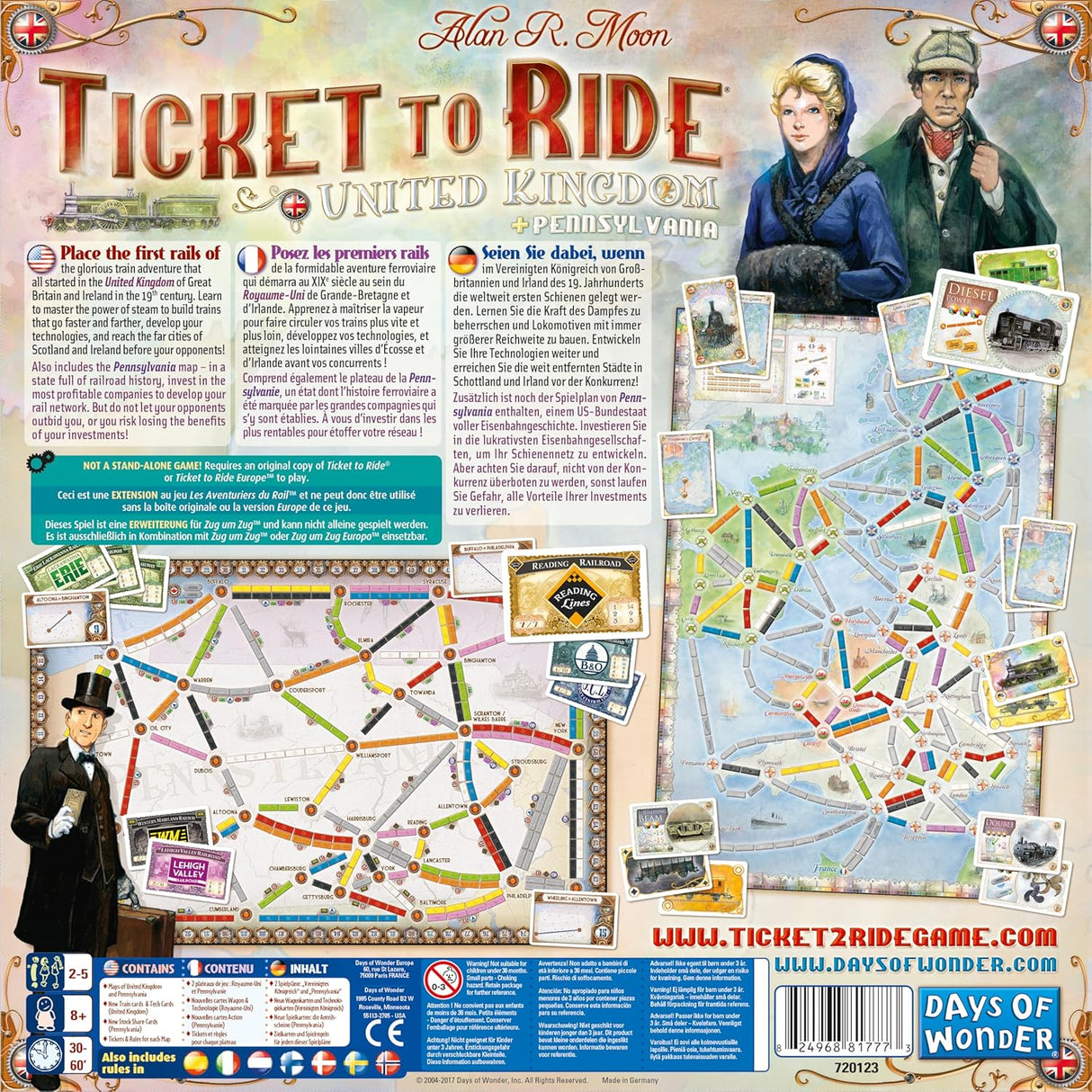 Expansión Ticket to Ride Reino Unido y Pennsylvania - Days of Wonder
