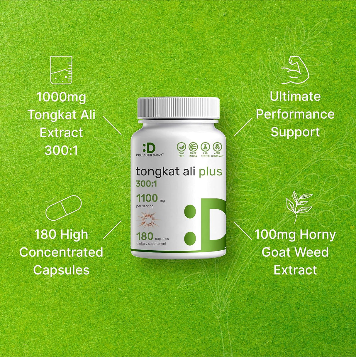 Suplementos Tongkat Ali Extracto 1100 mg por porción