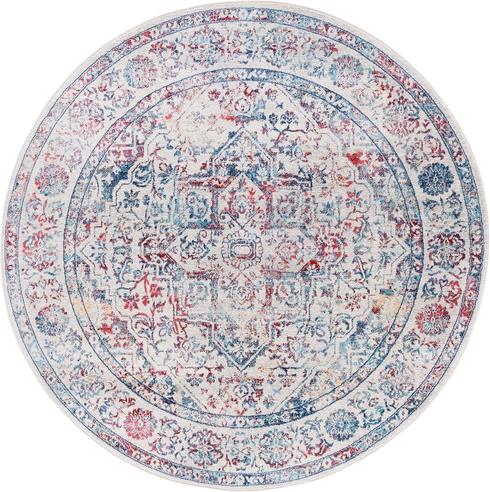 Alfombra Redonda de Área - Diseño Medallón Distressed, BNT832B