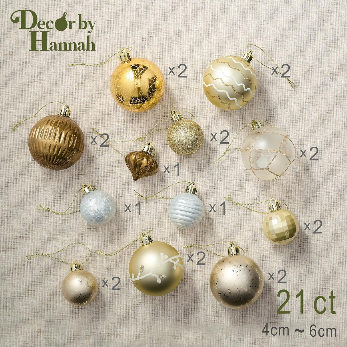 Adornos Navideños DecorbyHannah, 21ct, Shatterproof, Set