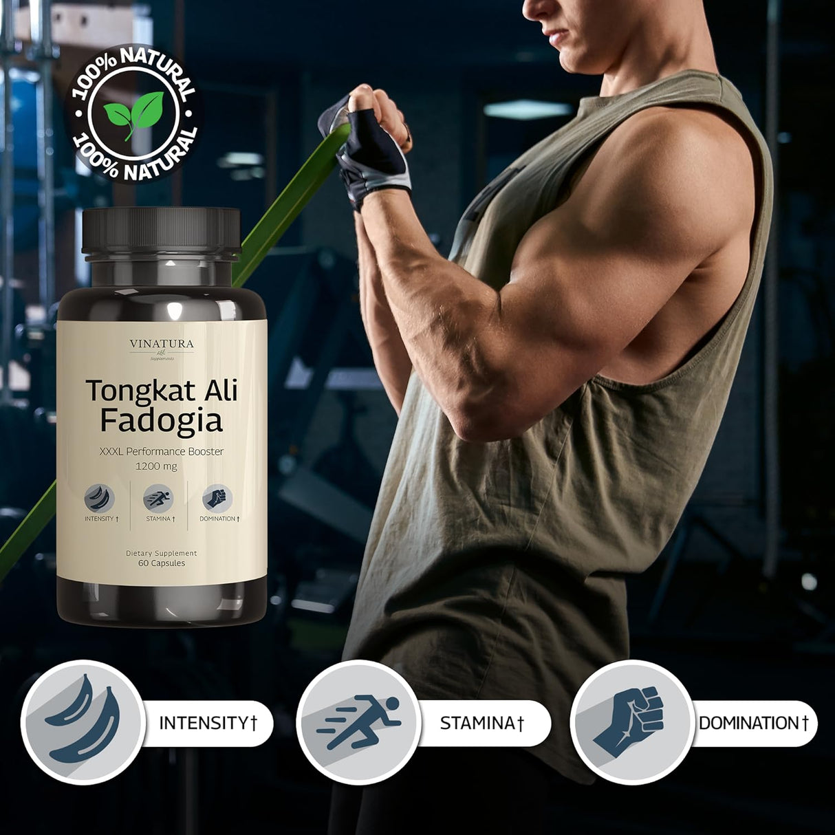 Suplemento Fadogia Agrestis Tongkat Ali 1200 mg 60 capsula