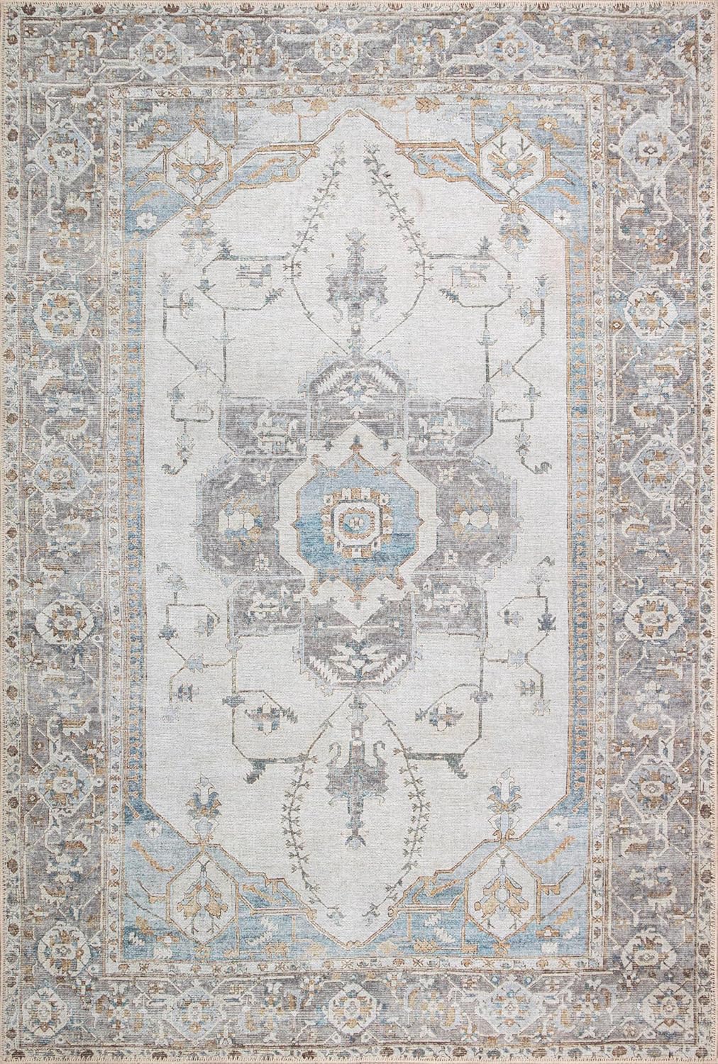 Alfombra Lavable 3x5 Adiva con Antideslizante, Vintage, 3'x5