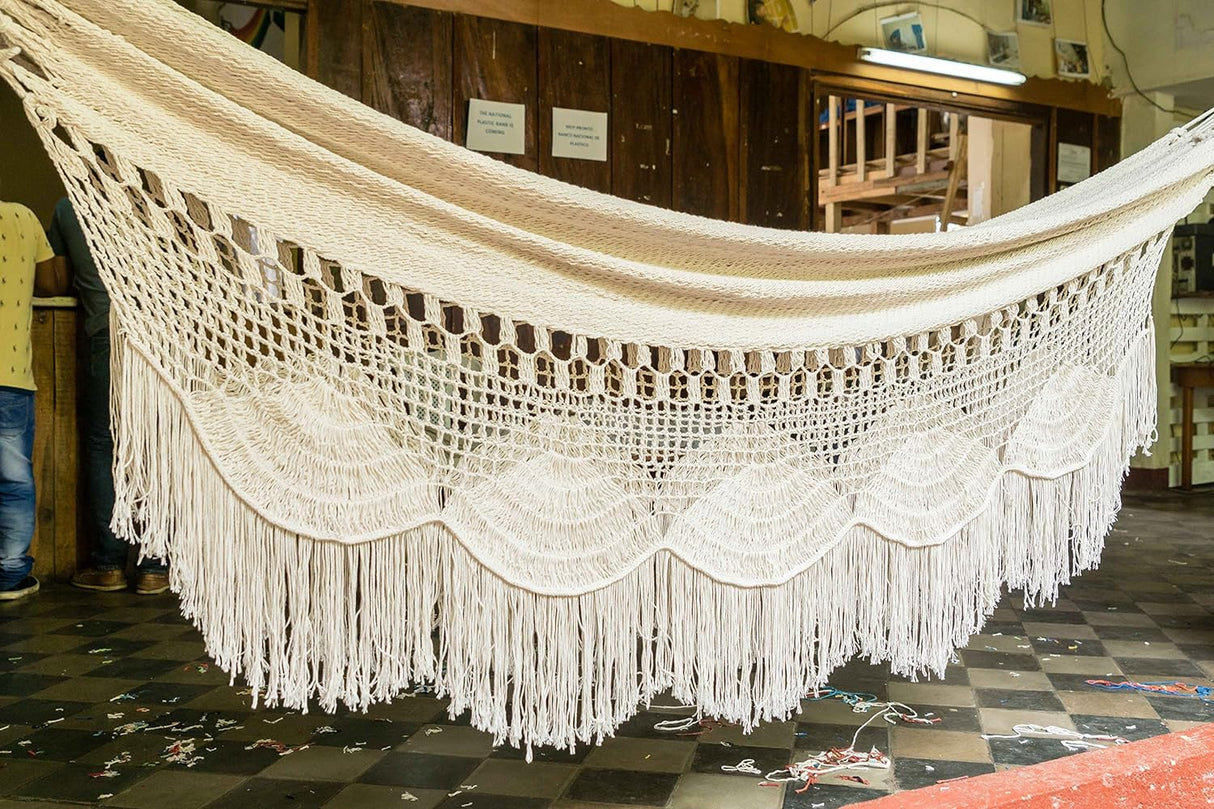 Hamaca Maya Hecha a Mano, 100% Algodón, Matrimonial, King