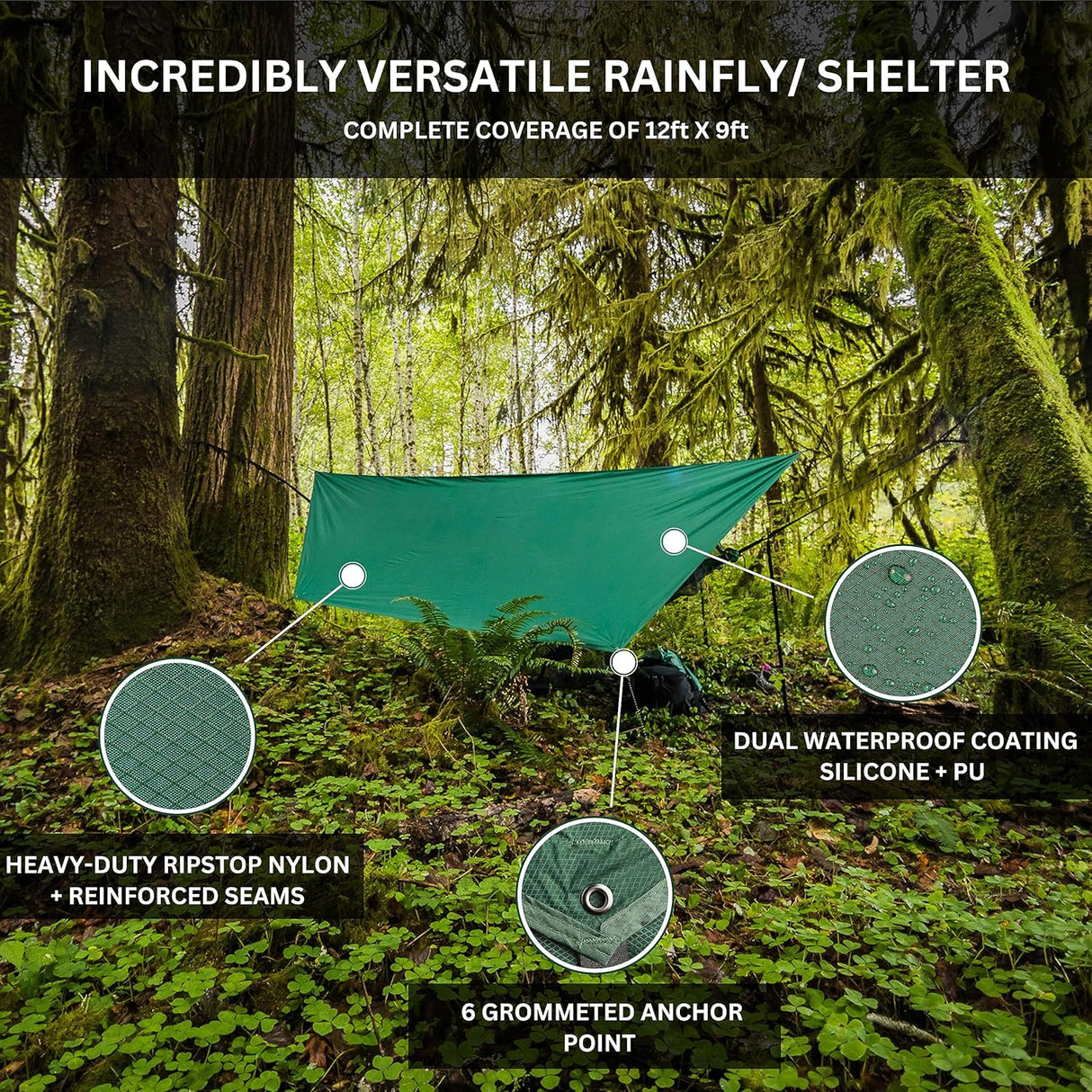 Hamaca de Camping con Red Antiinsectos y Lona Impermeable