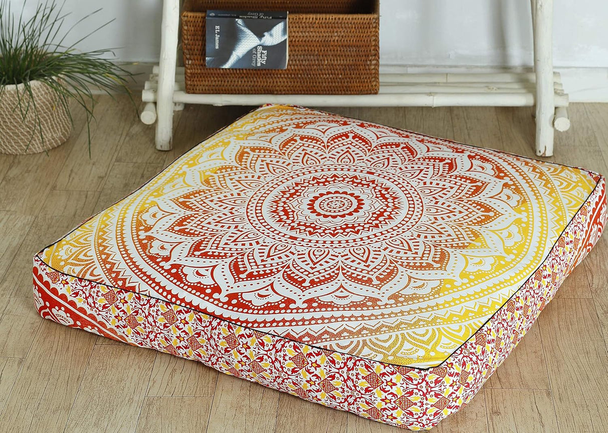 Popular Handicrafts - Cojín redondo diseño de mandala estilo hippie para suelo