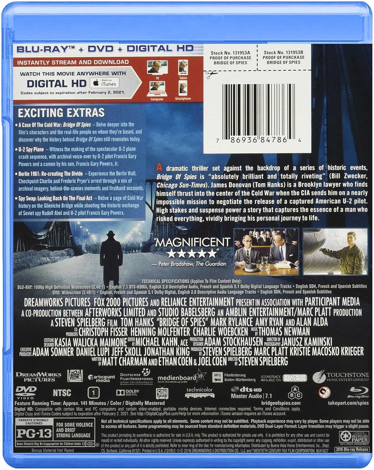 Bridge of Spies BD + DVD + Digital