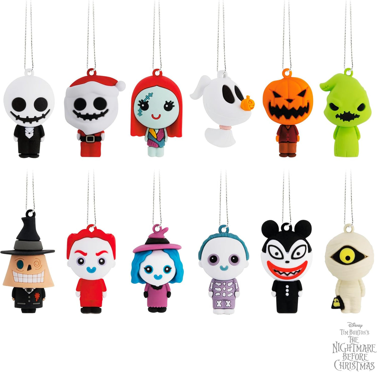 Mini árbol de Navidad Hallmark con 12 adornos de pesadilla