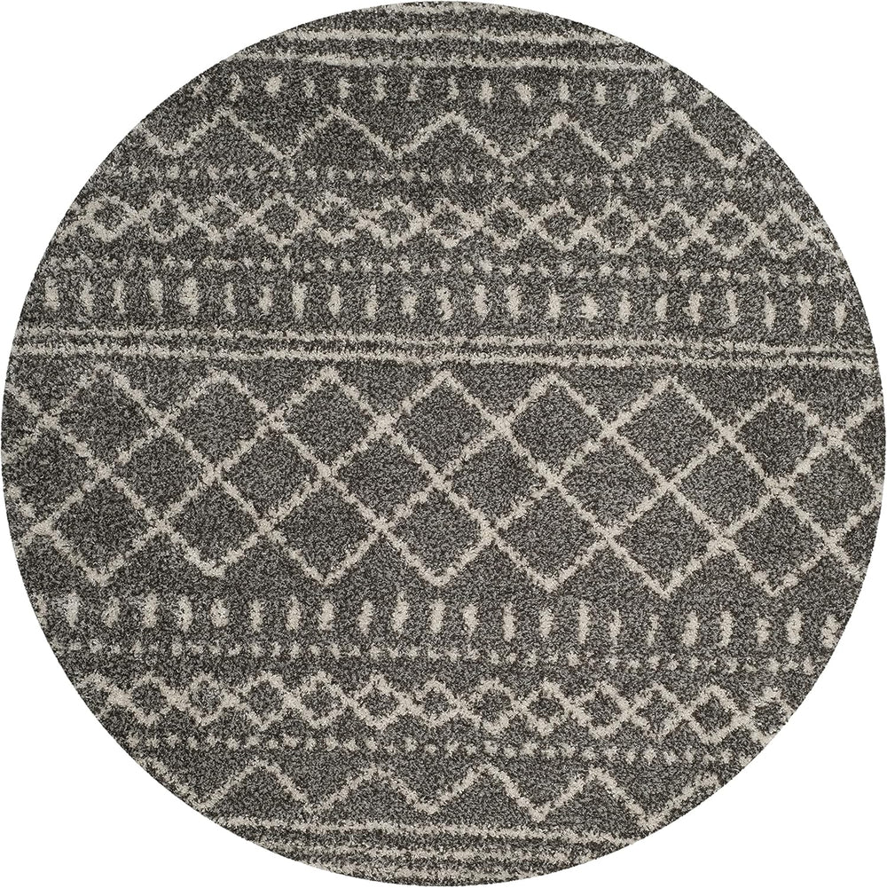 Alfombra Redonda Shag, Diseño Marroquí, 1.6 Pulgadas de Grosor