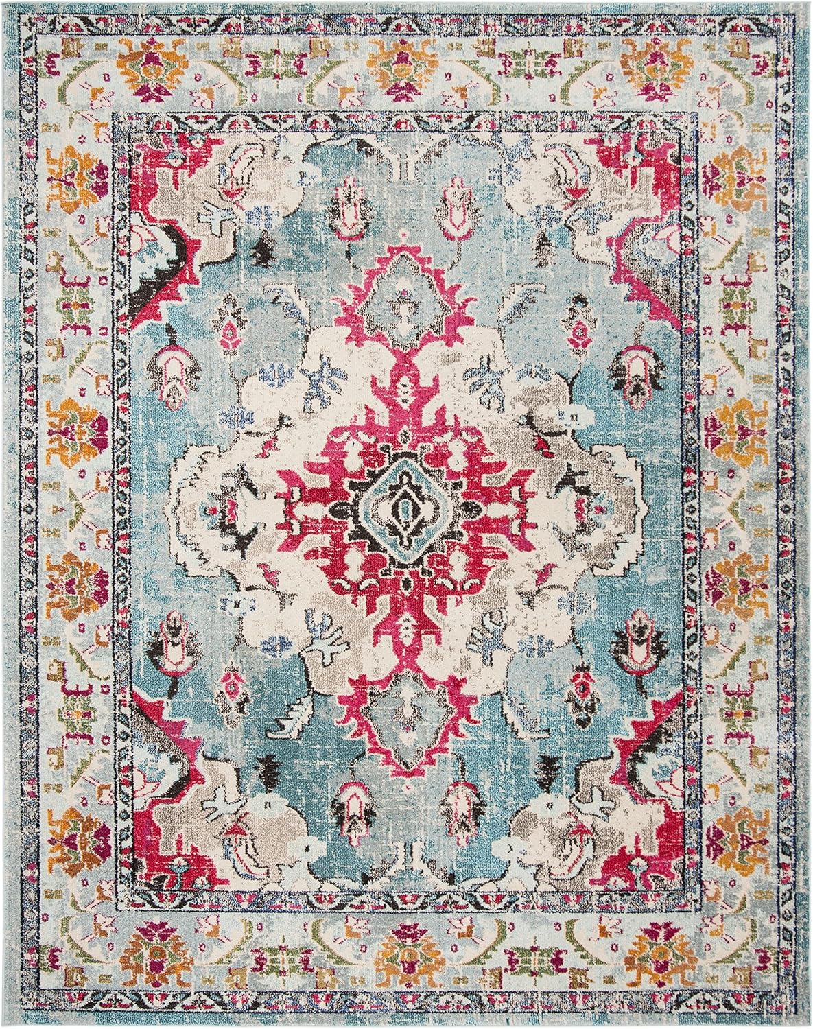 Alfombra Área Boho Chic Medallón, Diseño Desgastado, MNC243J