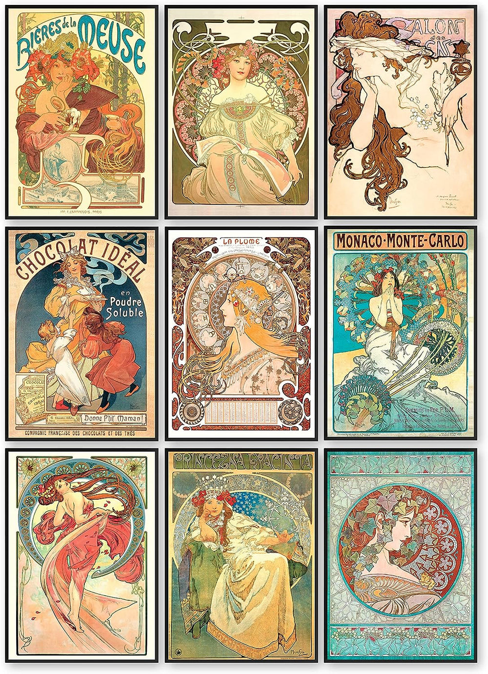 Póster vintage de Alfons Mucha estilo Art Nouveau y Art Deco