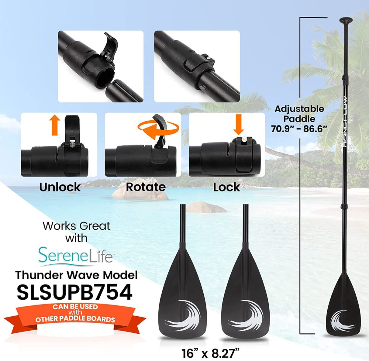 Remo ajustable para tabla de paddle surf de SUP