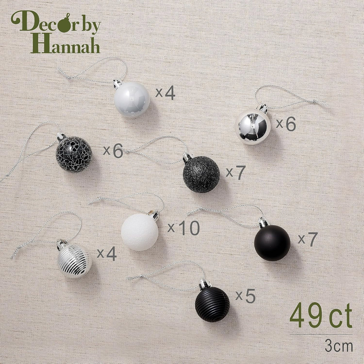Adornos de Navidad Decorbyhannah, 49ct, 30mm, Shatterproof
