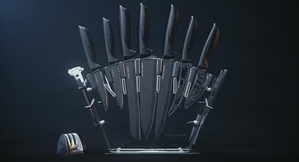 Juego de cuchillos de acero inoxidable con soporte,