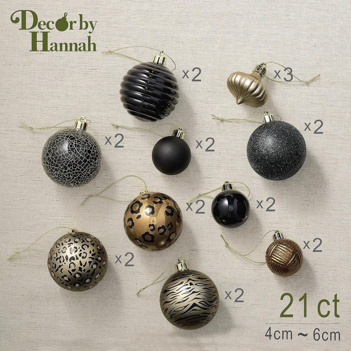 Adornos navideños DecorbyHannah, 21 piezas, tema leopardo