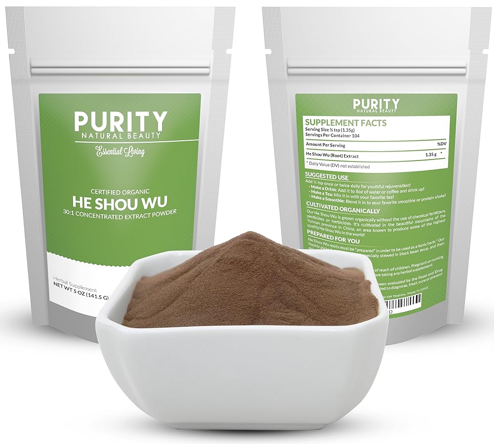 Certificado orgánico He Shou Wu - Bolsa grande de 5oz de 30