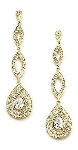 Pendiente con circonita cúbica chapados en oro 14K