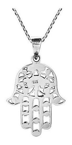 Collar de plata esterlina Mano de Fátima con mal de ojo