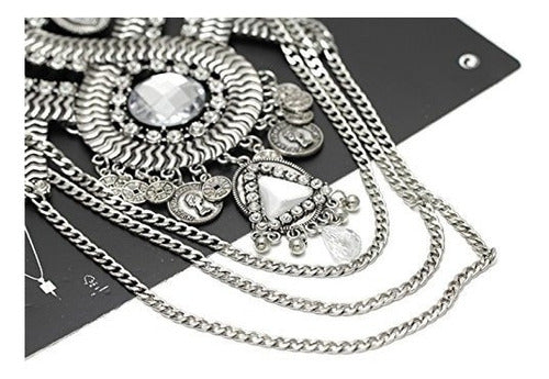 Lanue Mujeres Tribal Étnico Boho Beads Coin Borlas Collares