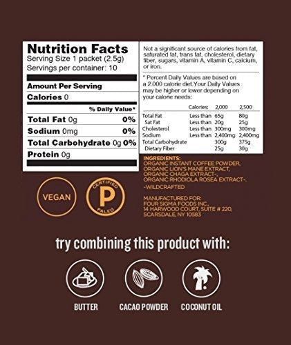 Cuatro Sigmatic Mushroom Coffee Lion's Mane y Chaga Paquete