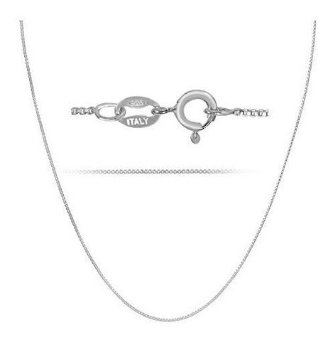 Collar De Cadena De Plata Maciza De 1 Mm Con Caja Hecha En