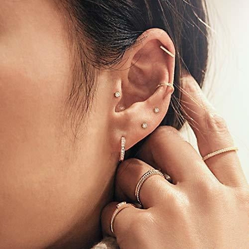 Pendientes de aro pequeños para mujeres chapado en oro 14k