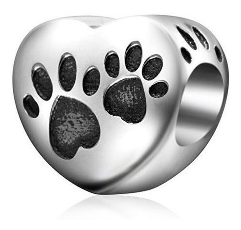 Love Heart Puppy Dog Paw Print 925 Encantos De Plata