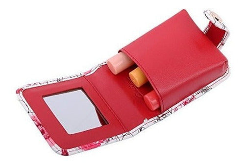 Funda De Lápiz Labial Doble De Cuero Genuino