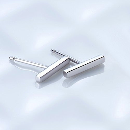 Minimalista Bar Pendientes Espárragos Plata de Ley