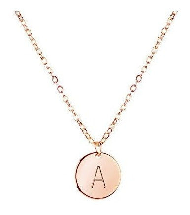 Collar Inicial De Oro Rosa Collar de Disco