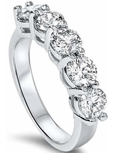 Anillo de oro blanco de 14K y diamantes de 2k