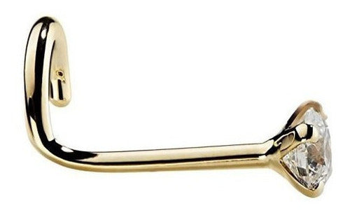 14k De Oro Amarillo Cz Anillo Nariz Barrenas /