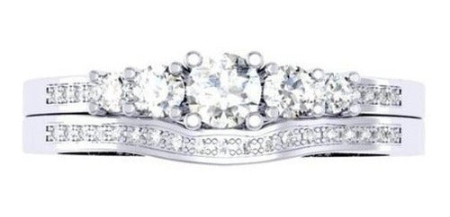 Anillo de compromiso nupcial de 5 piedras con diamantes