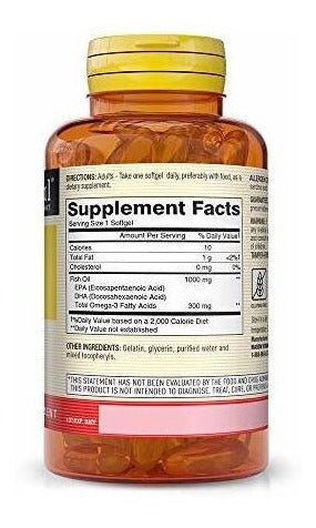 Mason Natural, Omega 3, Aceite De Pescado, 1000 Mg, Cápsulas