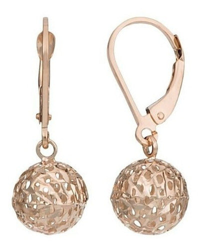 Kooljewelry Pendientes De Bola De Filigrana De Oro Rosa