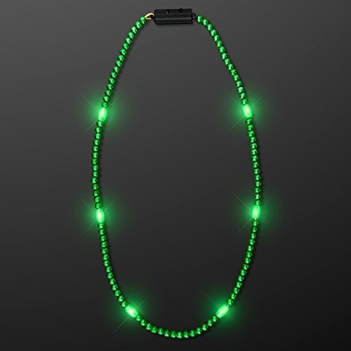 Collar De Cuentas De Mardi Gras Con Led Verde Claro