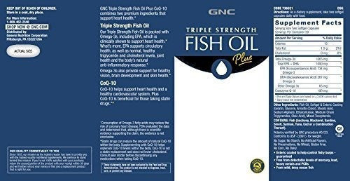 Gnc Triple Strength Fish Oil Plus Coq-10, 60 Cápsulas