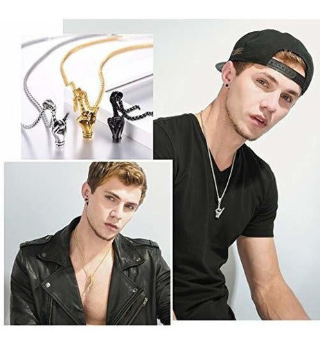 Collar con dije de cuerno de acero inoxidable