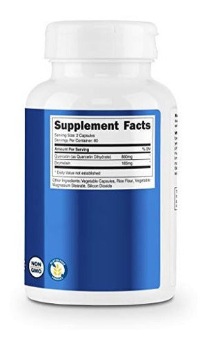 Nutricost Quercetin 800mg, 120 Cápsulas Con Bromelina