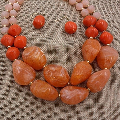 Ufraky - Juego de collar y pendientes de 2 capas