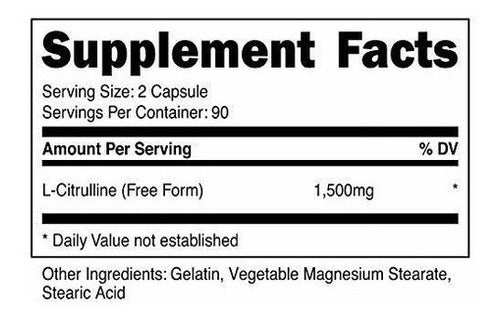 Cápsulas Nutricost L-Citrulina. Sin gluten