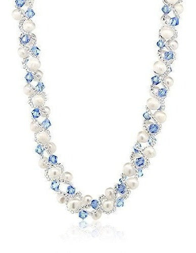 Perla De Agua Dulce Cultivada Blanca De 17 Pulgadas Y Collar