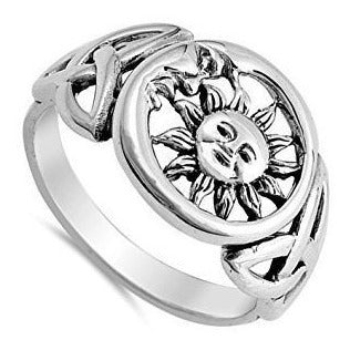 Anillo Lindo Sol Luna Universo Nuevo Plata de Ley .925