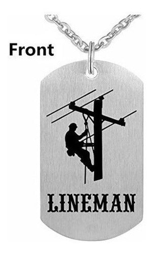 Collar de oración Lineman Acero Inoxidable Idea de regalo con placa de identificación